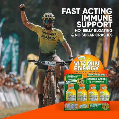 Vitamin Energy Immune+ Extra Strength Energy Shot Mango 48 Pack, 260mg Natural Caffeine, B-Vitamins, Citicoline, Green Tea, Immunity & Focus Support, Zero Sugar, Gluten-Free 1.93 fl oz
