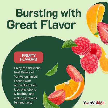 YumVs Kids Multivitamin Gummies - Fruit Flavored Chewable Children's Multivitamin - Kids Vitamins Multivitamin Gummy with 12 Minerals & Vitamins A C D3 E B6 B12 - Kosher Halal Gluten Free (60 Count)