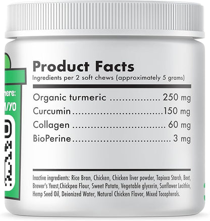 LEGITPET Turmeric Curcumin Hip & Joint Supplement for Dogs – Supports Mobility, Comfort & Overall Wellness – with Collagen & BioPerine – 30 Chews