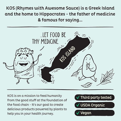 KOS Vegan Protein Powder, Unflavored & Unsweetened - Low Carb Pea Protein Blend, Organic Superfood Rich in Vitamins & Minerals - Keto, Soy, Dairy Free - Meal Replacement for Women & Men - 20 Servings
