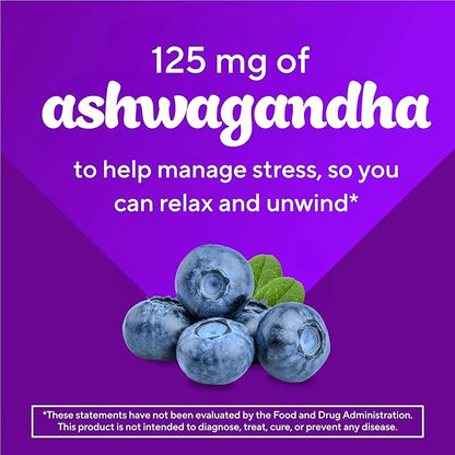 Vitafusion Ashwagandha Gummies –Clinically Shown Adaptogen Sensoril Ashwagandha 125mg Per Serving – Help Manage Stress – Chewable Gummy Vitamins/ Alternative to Liquid Capsules Drops Powder, 60 Count