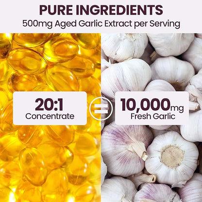 10000mg Aged Garlic Extract | 350 Softgels | Odorless Garlic Supplements | Antioxidant Support & Cognitive Function | Pure Allium Sativum 20:1 Extract | Non-GMO, Gluten-Free