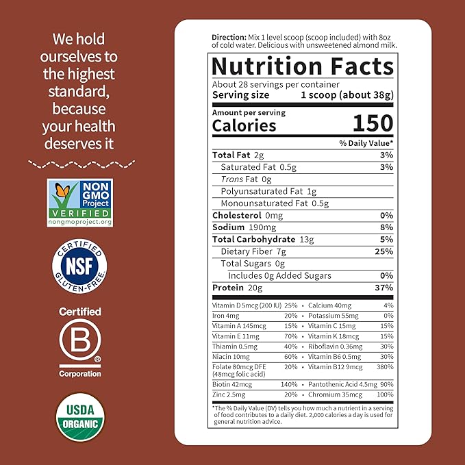 Garden of Life Meal Replacement Shakes, Raw Organic, Vanilla Chai Protein Powder with Plant Based Pea Protein, Sprouts, Greens, Probiotics, Dairy Free 28 Servings