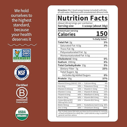 Garden of Life Meal Replacement Shakes, Raw Organic, Vanilla Chai Protein Powder with Plant Based Pea Protein, Sprouts, Greens, Probiotics, Dairy Free 28 Servings