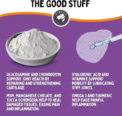 Joint Repair Dog Hip and Joint Supplement with Glucosamine, Chondroitin, Omega 3, MSM & Turmeric. Supports Hip & Joint Health, Mobility & Cartilage Development. 120 Chicken Flavor Chews, Made in USA