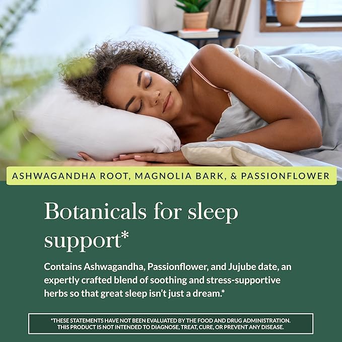 Gaia Herbs SleepThru - Sleep Support Supplement with Ashwagandha Root, Magnolia Bark, Passionflower & Jujube Date* - 60 Vegan Liquid Phyto-Caps (30 Servings)