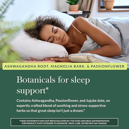 Gaia Herbs SleepThru - Sleep Support Supplement with Ashwagandha Root, Magnolia Bark, Passionflower & Jujube Date* - 60 Vegan Liquid Phyto-Caps (30 Servings)