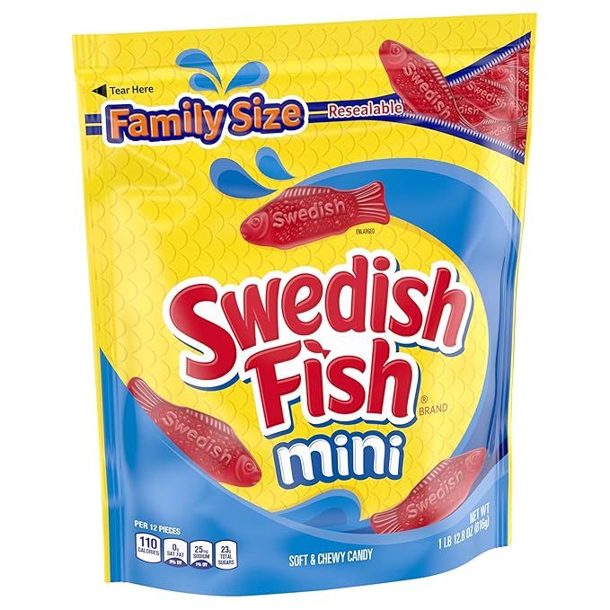 SWEDISH FISH Mini Soft & Chewy Gummy Candy, Family Size, Bulk Candy, 1.8 lb