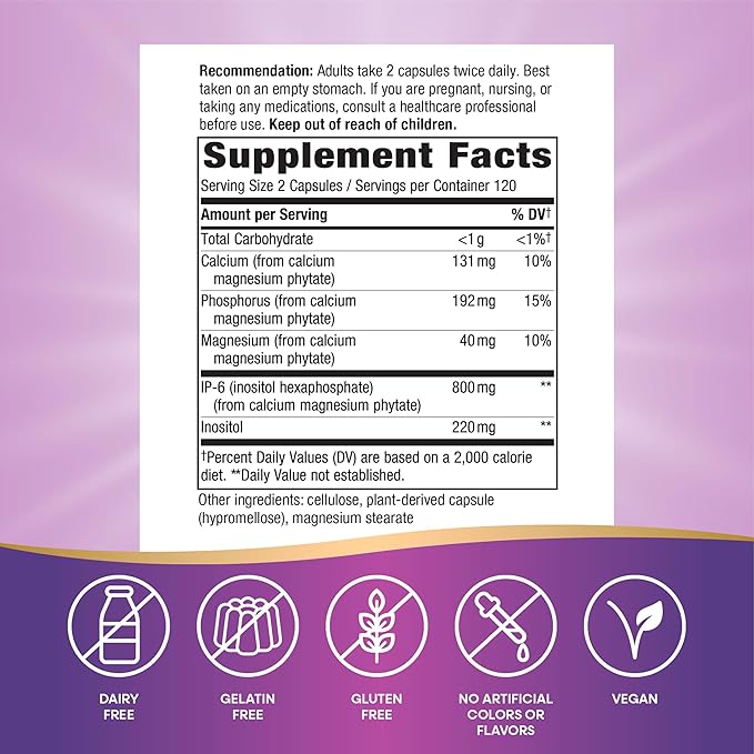 Nature's Way Cell Forté IP-6 & Inositol Immune Support Supplement with Calcium,Phosphorus,and Magnesium*,Gluten-Free,Vegan,240 Capsules (Packaging May Vary),(Pack of 2)