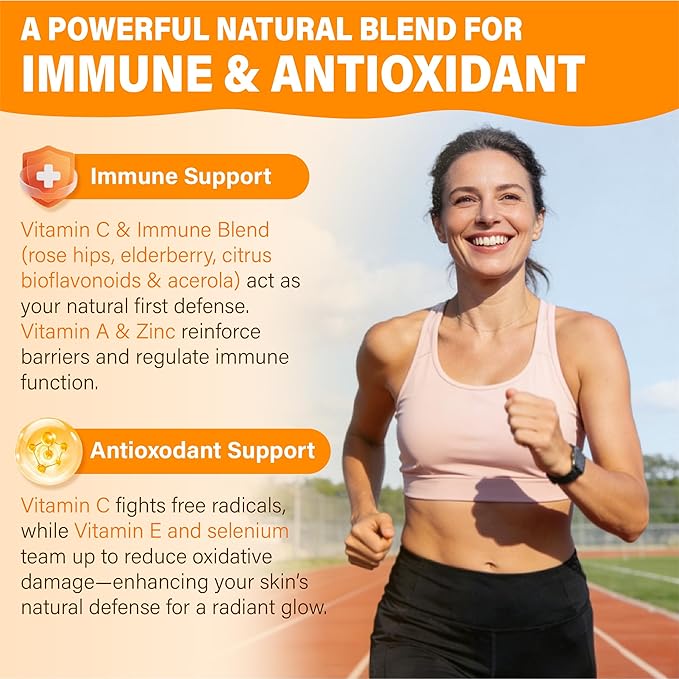 Liposomal Vitamin C Gummies 1000mg for Adults: Vitamin C Chewable Gummy with Zinc, Elderberry, Vitamins A & E