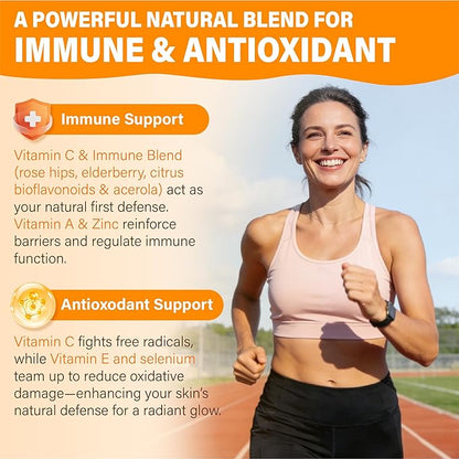 Liposomal Vitamin C Gummies 1000mg for Adults: Vitamin C Chewable Gummy with Zinc, Elderberry, Vitamins A & E