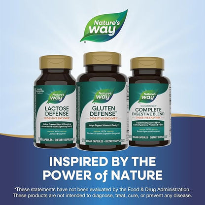 Nature's Way Gluten Defense Digestive Enzymes*, Helps Digest Wheat & Dairy(1), Gluten & Casein Digestive Enzymes*, 120 Vegan Capsules (Packaging May Vary)