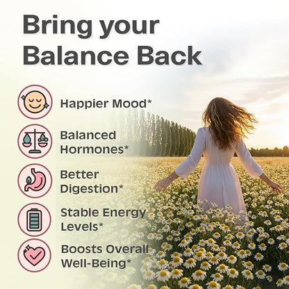 Hormone Balance for Women Tea with Spearmint, Red Raspberry Leaf, Chamomile, Ginger, Nettle - For PMS, PCOS, Perimenopause & Cycle Support - Herbal Hormonal Wellness Tea Bags