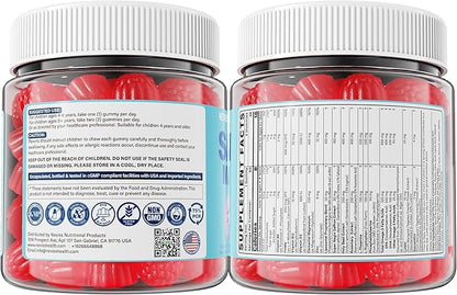 Saffron + Magnesium Glycinate+ Omega-3 - Calm Focus Gummies for Kids 4+, Saffron Extract Supplement with L-Theanine, Holy Basil, Rosemary, B6, B9, B12, D3 for Happy Mood, Cognition, ZZz, Sugar Free