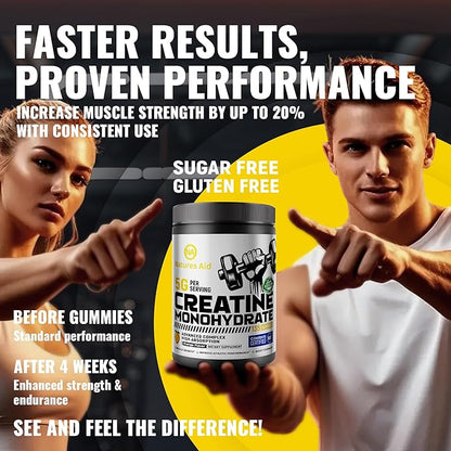 Creatine Monohydrate Gummies – Pre-Workout Energy & Muscle Growth Support for Men & Women | Mango Electrolyte Gummies (135 Count)