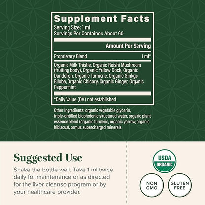 Global Healing Center - Liver Health - Organic Milk Thistle Supplement for Detox & Gallbladder Support - Dandelion Root Supplement for Cleanse & Repair (2 Fl Oz)
