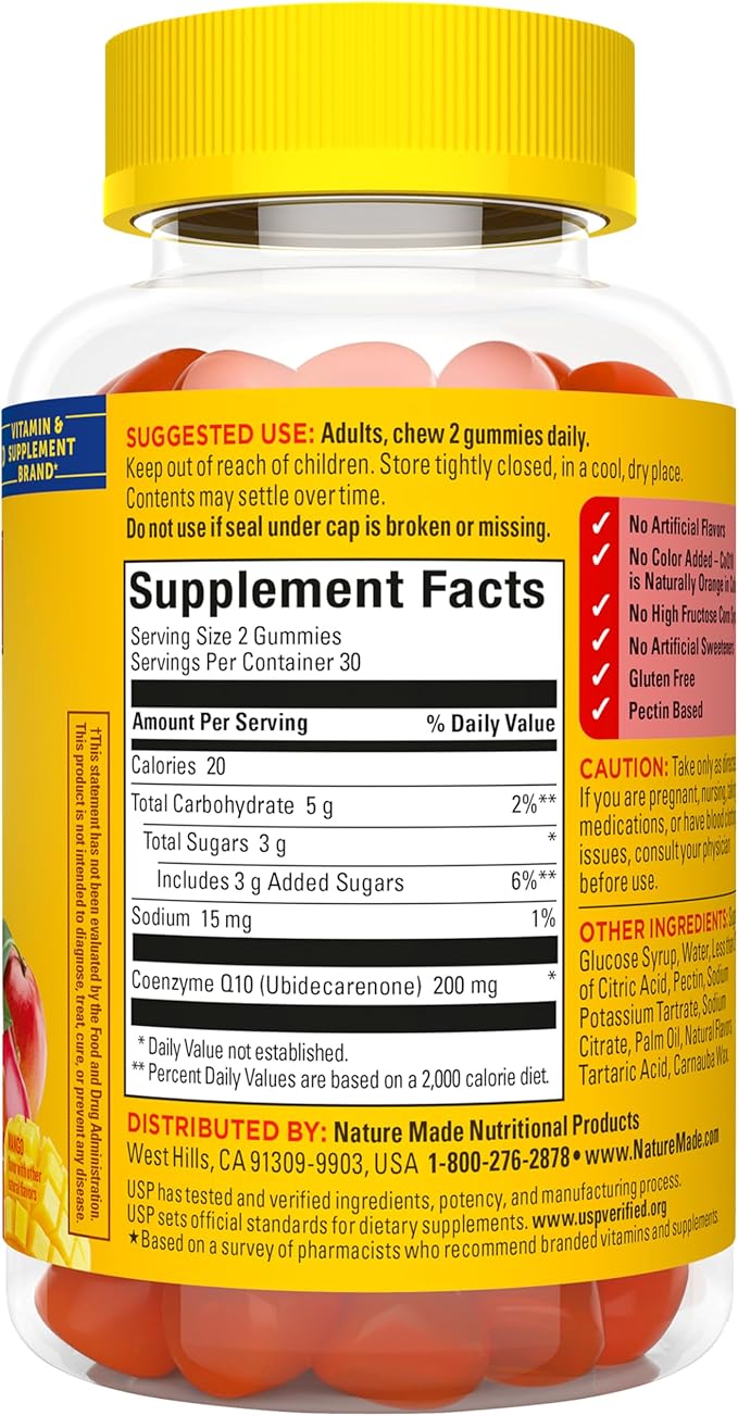 Nature Made CoQ10 200Mmg Per Serving Gummies, Heart & Energy Support, 60 CoQ10 Gummies, 30 Day Supply