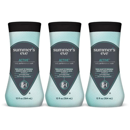 Summer’s Eve Active Daily Performance All Over Feminine Body Wash, Feminine Wash pH Balanced, 12 fl oz bottle 3 Pack