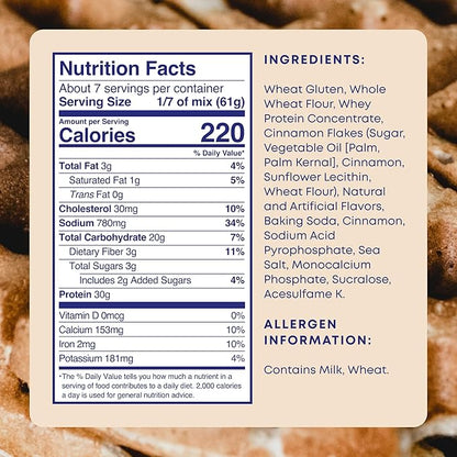 Protein Pancake Mix & Protein Waffle Mix by Phoros Nutrition, 30g of Protein, Low Carb, High Protein, Keto-Friendly, Whey Protein, Whole Grain Oats, Whole Wheat Pancakes, Just Add Water (Cinnamon)