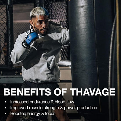 RAW Preworkout Powder, Thavage - Chris Bumstead Sports Nutrition Supplement for Men & Women - Cbum Pre Workout for Working Out, Hydration, Mental Focus & Energy - 40 Servings