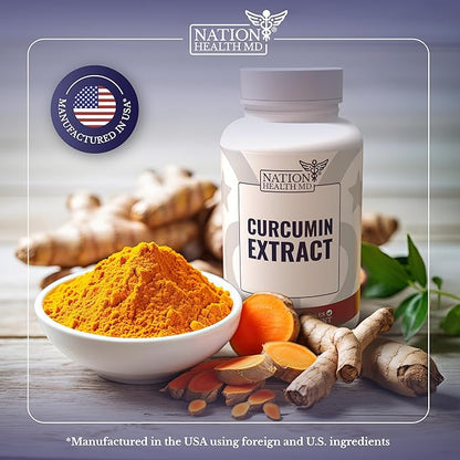 Curcumin Extract - Turmeric Supplement - High Absorption Curcuma for Immune Health Support & Joint Health - Standartized Curcuminoids - Vegan, Gluten Free - 30 Capsules