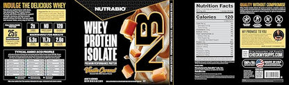 NutraBio 100% Whey Protein Isolate Protein Powder, 25g Protein with Complete Amino Acid Profile, Non-GMO, Soy & Gluten Free, Low Carb, Low Calorie Whey Protein Powder, Vanilla Caramel, 5 Lbs