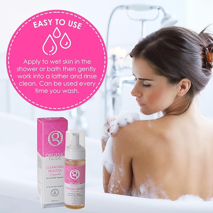 Organic Glide Feminine Body Wash 5 fl oz - Natural Cleansing Mousse with Unique Probiotic Support, pH Balanced, Gentle for Sensitive Skin & Intimate Areas, Refreshing Magnolia Scent (3-pack)