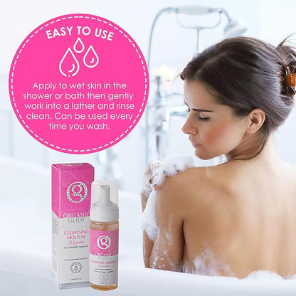 Organic Glide Feminine Body Wash 5 fl oz - Natural Cleansing Mousse with Unique Probiotic Support, pH Balanced, Gentle for Sensitive Skin & Intimate Areas, Refreshing Magnolia Scent (3-pack)