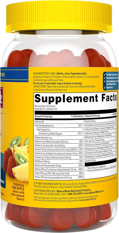 Nature Made Advanced Multivitamin Gummies 50 + for Him, Mens Multivitamins Gummies with Magnesium Citrate, Vitamin D3, Zinc, All 8 B Vitamins, 84 Multi Vitamins, 28 Day Supply