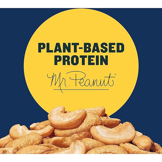 PLANTERS Salted Cashew Halves & Pieces, Party Snacks, Plant-Based Protein 8oz (1 Canister) (Pack of 3)