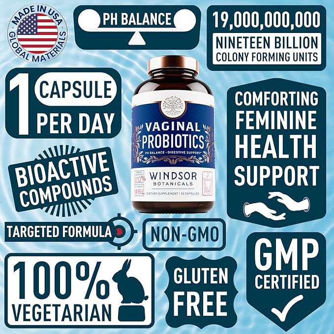 Vaginal Probiotics for Women - 19Bil CFU,15-Strain Lactobacillus Probiotic for PH Balance, Urinary Tract Support, Odor & Yeast Health - Balance Complex for Women BV Support Supplements - 30 Vegan Caps