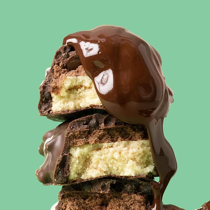 FITCRUNCH Snack Size Protein Bars, World’s Only 6-Layer Baked Bar, 3g of Sugar & Soft Cake Core (18 Bars, Mint Chocolate Chip)