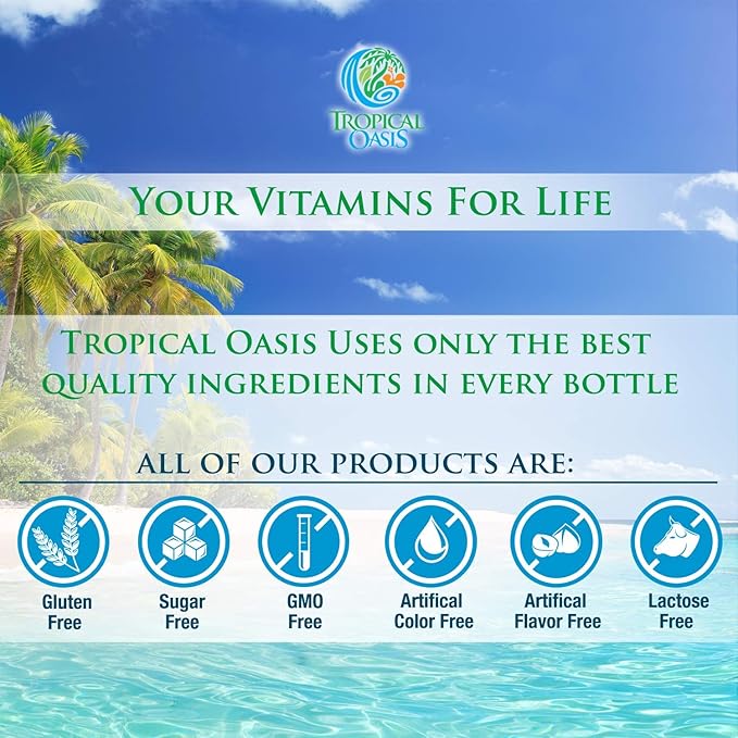 Tropical Oasis Joint Complete Premium - Liquid Joint Supplement with Liquid Glucosamine Sulfate, Chondroitin, MSM & Hyaluronic Acid - 96% Max Absorption– 32oz, 32 serv, 33484