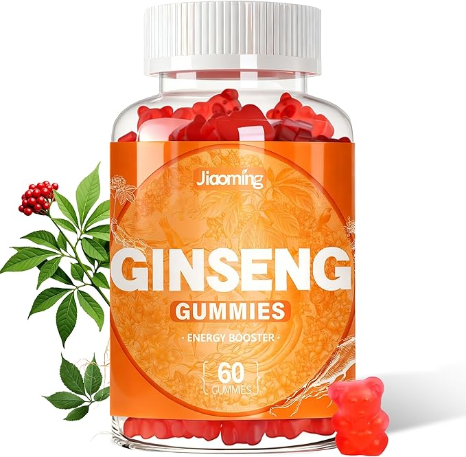 Panax Ginseng Gummies for Men and Women, 1500mg Ginseng Root Extract Boost Energy, Pectin-Based Mixed Berry Flavor Chews, 60 Count