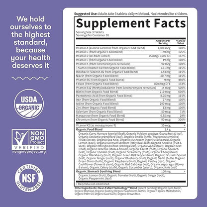 Garden of Life Organics Prenatal Multivitamin with Folate, B6, B12, D3 & Iron – Prenatal Vitamins for Women with Energy Metabolism Support for Healthy Fetal Development, Non-GMO, Vegan, 30 Servings