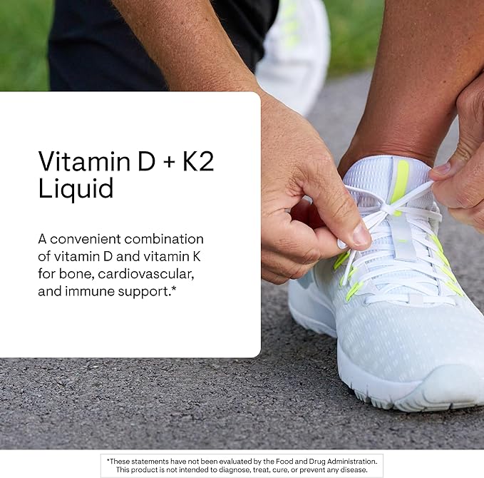 THORNE - Vitamin D + K2 Liquid with a Metered Dispenser - Vitamins D3 & K2 to Support Healthy Bones & Muscles* - 1 Fl Oz (30 ml) - 600 Servings