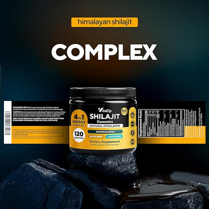 VitaUp Himalayan Shilajit Gummies - Sugar Free Natural Shilajit Gummies with Fulvic Acid, Ashwagandha, Lions Mane, Black Seed - Immune & Energy Support - 120 Count