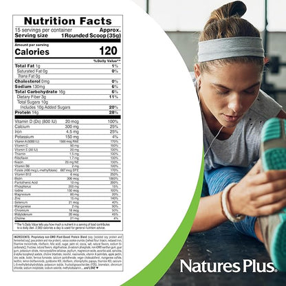 NaturesPlus SPIRU-TEIN, Cookies & Cream - 1.15 lbs - Plant-Based Protein Shake - Non-GMO, Vegetarian, Gluten Free - 15 Servings