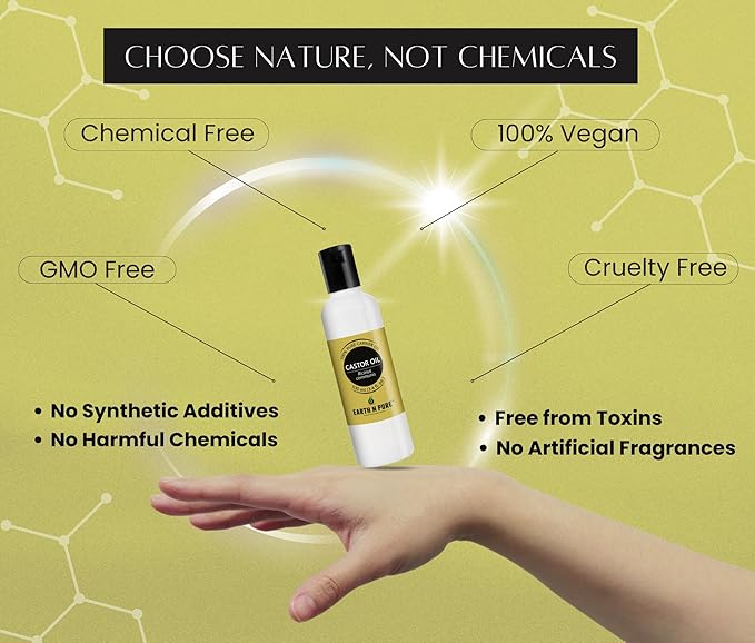 Earth N Pure Castor Oil (Arandi Oil) Cold Pressed, Natural, Therapeutic Grade for Hair Growth, Nails, Eyelash 100 ml