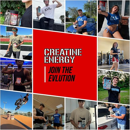 Evlution Nutrition Creatine Energy - Supports Muscle Growth, Boosts Energy, Endurance & Cognition - 5g Pure Creatine Monohydrate Per Serving - B + C Vitamin Complex - 30 Servings - Fruit Punch