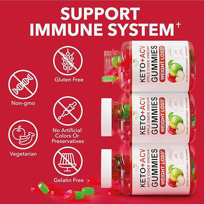 Keto ACV Gummies Advanced Weight Loss - ACV Keto Gummies for Weight Loss - Keto Gummy Supplement for Women and Men - Cleanse - Detox - Apple Cider Vinegar - Made in USA