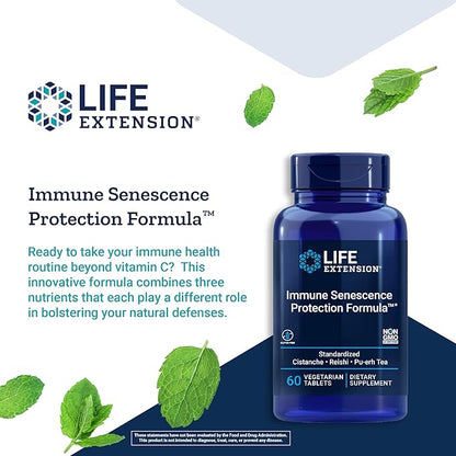 Life Extension Immune Senescence Formula Standardized Cistanche Reishi PU-ERH Tea, 60 Vegetarian Tablets