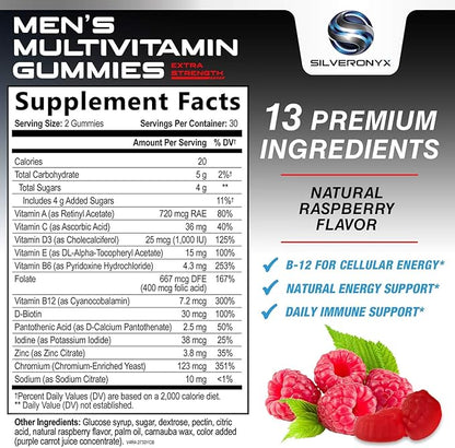 Multivitamin for Men - Complete Daily Mens Multivitamin Gummies with Vitamin D, B Vitamins, Zinc & More - Energy, Memory, Focus & Immune Health Support - 13 Essential Vitamins & Minerals - 60 Capsules