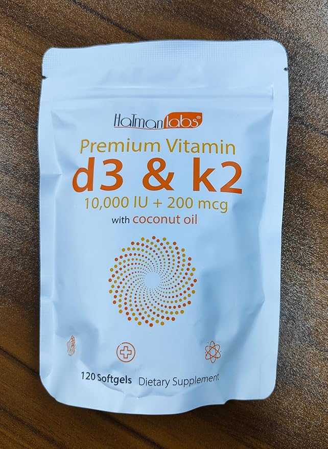 Daiasns Vitamin D3 K2 10000iu Supports Muscle & Brain Health -High-Potency D3 K2 Supplement Helps in Immune and Cardiovascular Support - 120 Softgels
