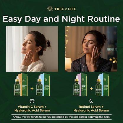 Tree of Life Beauty Facial Skin Care Set, Brightening, Firming & Hydrating Face Serums - Vitamin C, Retinol & Hyaluronic Acid for Smooth Radiant Skin, Dermatologist Tested, 1 Fl Oz (Pack of 3)