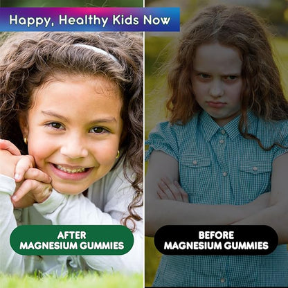 2 Pack Kids Magnesium Gummies, Magnesium Glycinate Gummies for Kids & Adults with L-Theanine, Chamomile, Licorice, Vitamin D, B6 for Sleep, Relaxation, Brain & Muscle, Sugar Free Pineapple