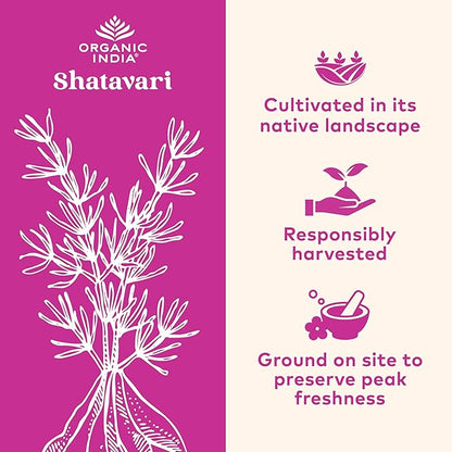 ORGANIC INDIA Shatavari Capsules - Herbal Supplement, Supports Hormonal Balance & Immune System, Vegan, Gluten-Free, USDA Organic, Supports Reproductive Health - 60 Capsules