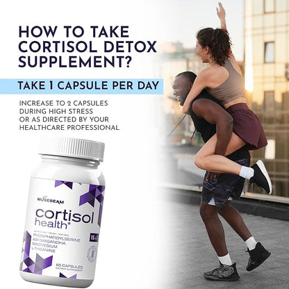Cortisol Detox Supplement for Women Men - Control & Lowering Cortisol - Magnesium Ashwagandha High Cortisol Level Blocker Reducer - Balance Calm Stress Support Cleanse Adrenal Health