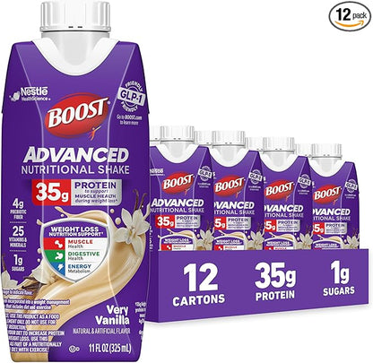 BOOST Advanced Nutritional Protein Shake, Weight Loss Nutrition Support*, 35g High Protein GLP-1 Friendly Shake, Ready to Drink - Very Vanilla, 12-11 FL OZ (325 mL) Cartons