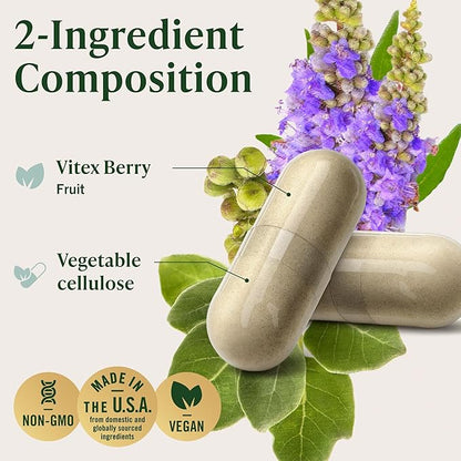 HERBAMAMA Vitex Berry Capsules – Natural Menopause Supplements* for Women – 1000mg Vitex Chasteberry Fruit per Serving for Menopause Support* – Vegan, Non-GMO – 50-Day Supply
